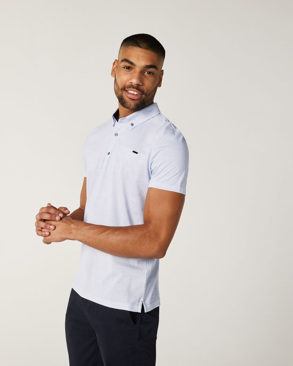 Mens White/Blue Polo Shirt
